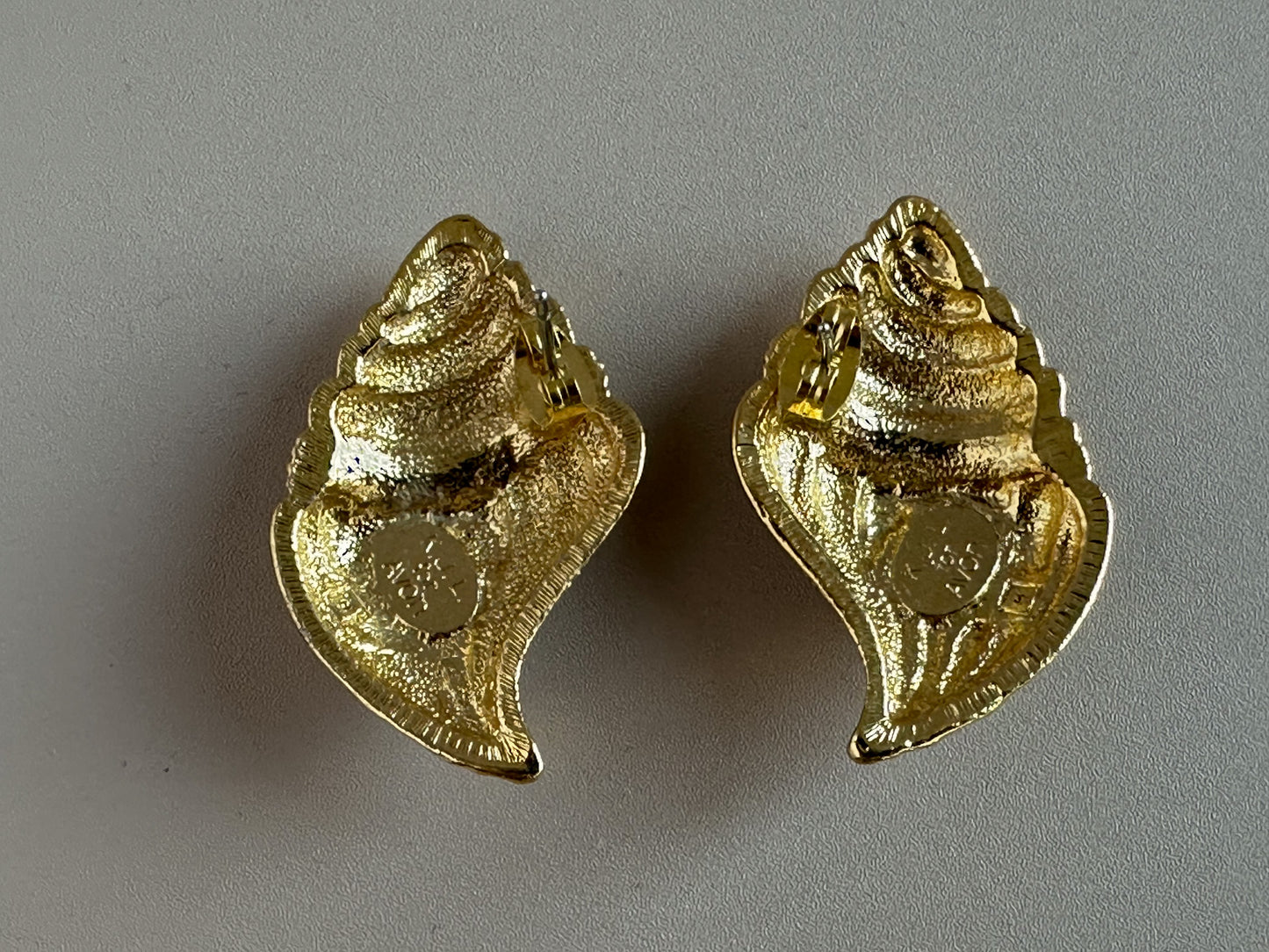 1980s Kenneth Jay Lane for Avon Gold Seashell Earrings