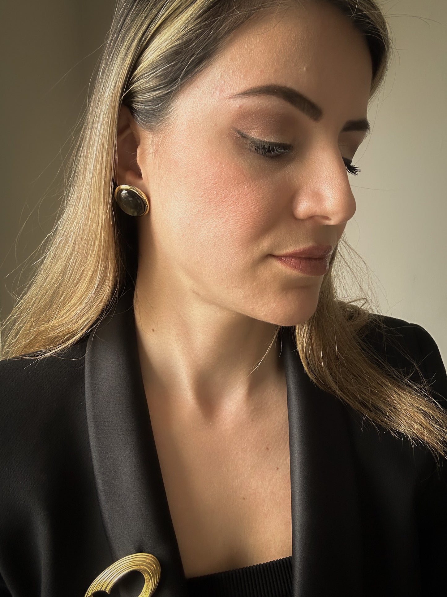 Round Olive Green Acrylic Earrings