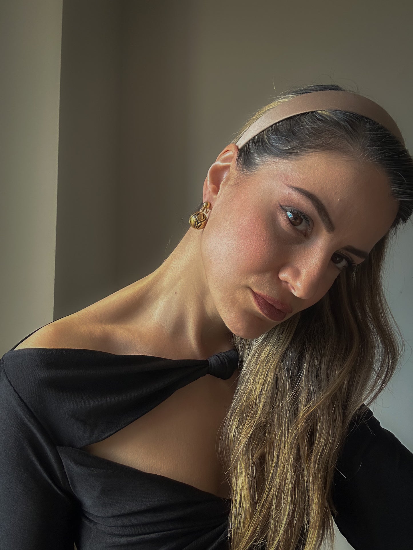 Forstner Drop Dome Gold Earrings