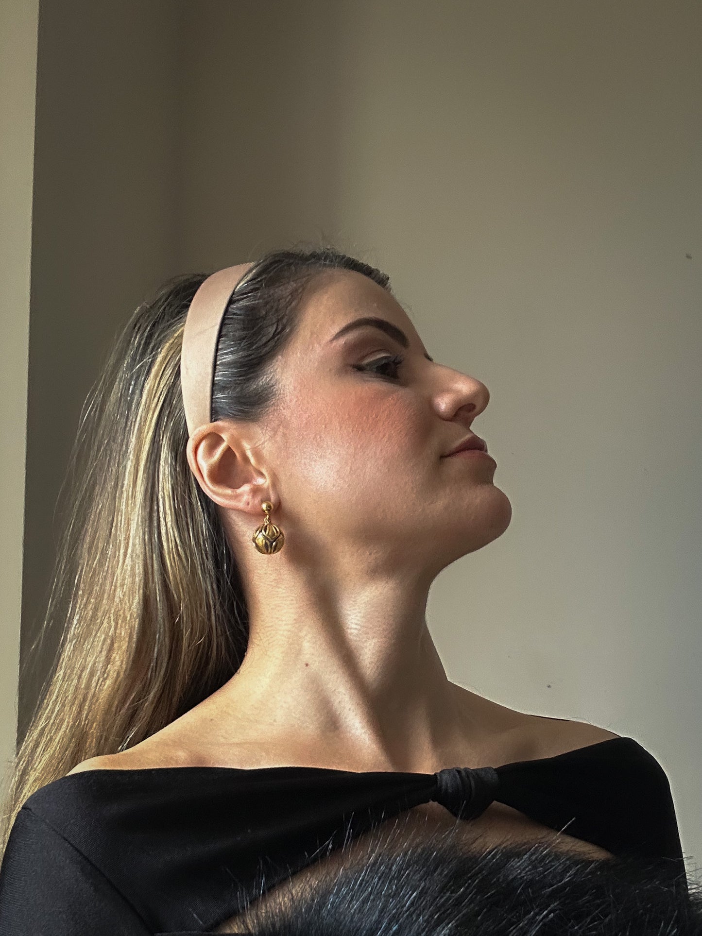 Forstner Drop Dome Gold Earrings