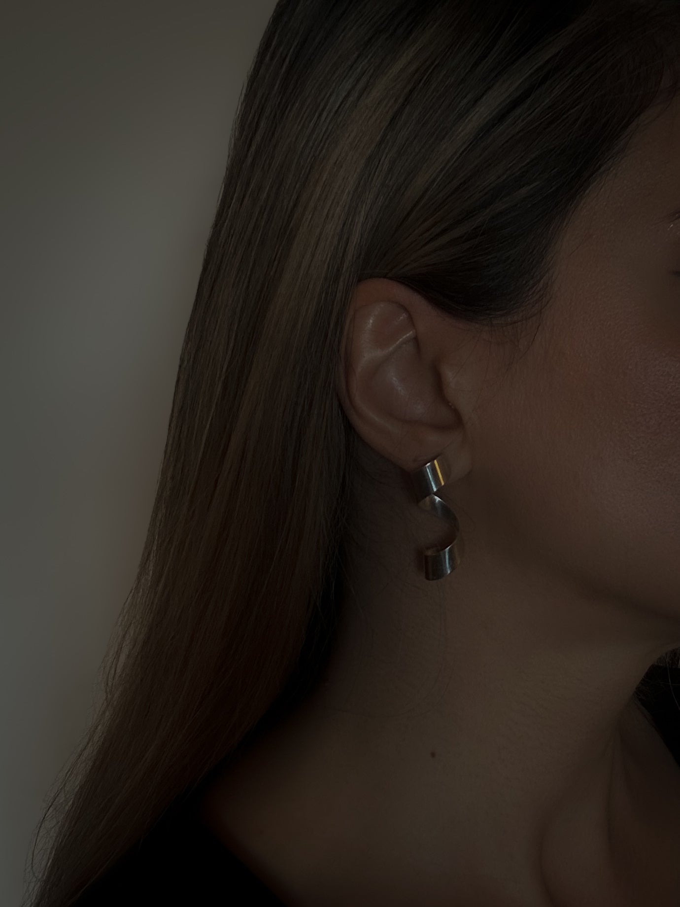 Modern Sculptural Silver Twist (pierced) Earrings