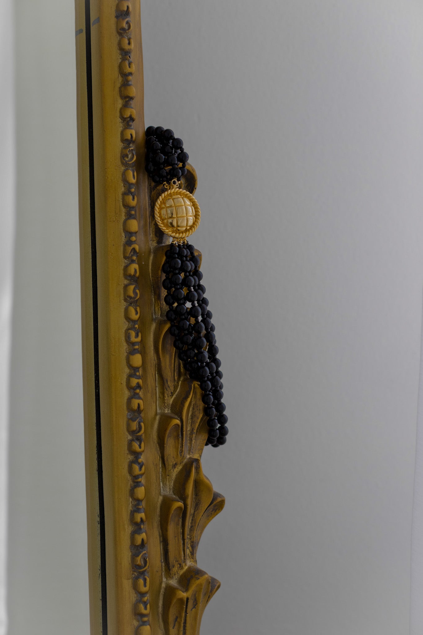 Midnight Glamour Beaded Necklace with Gold Medallion