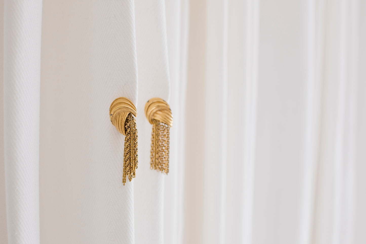 Golden Cascade – Monet Patd Chain Tassel Clip-On Earrings