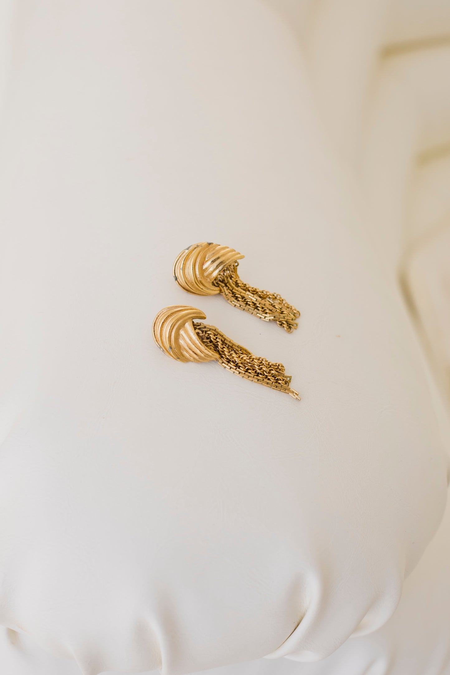 Golden Cascade – Monet Patd Chain Tassel Clip-On Earrings