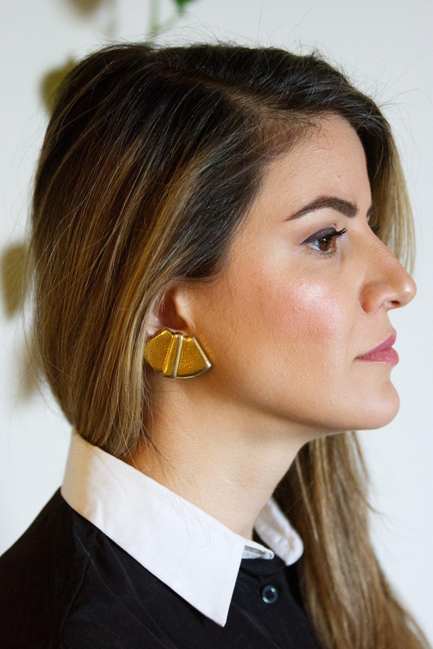 Monet Sculptural Fan Clip-On Earrings – Textured Gold-Tone