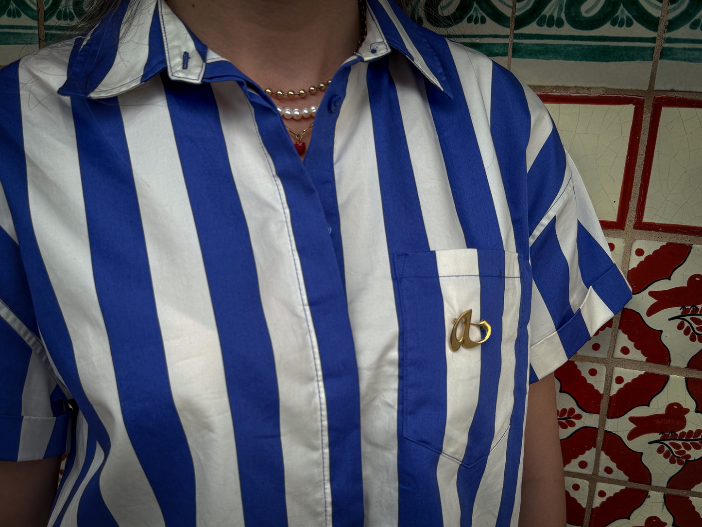 Abstract Gold “a” Shaped Brooch