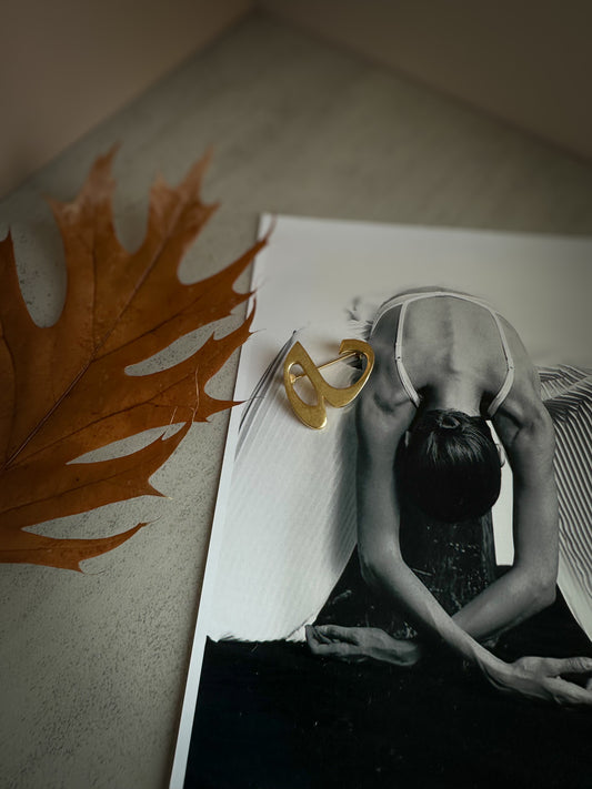 Abstract Gold “a” Shaped Brooch