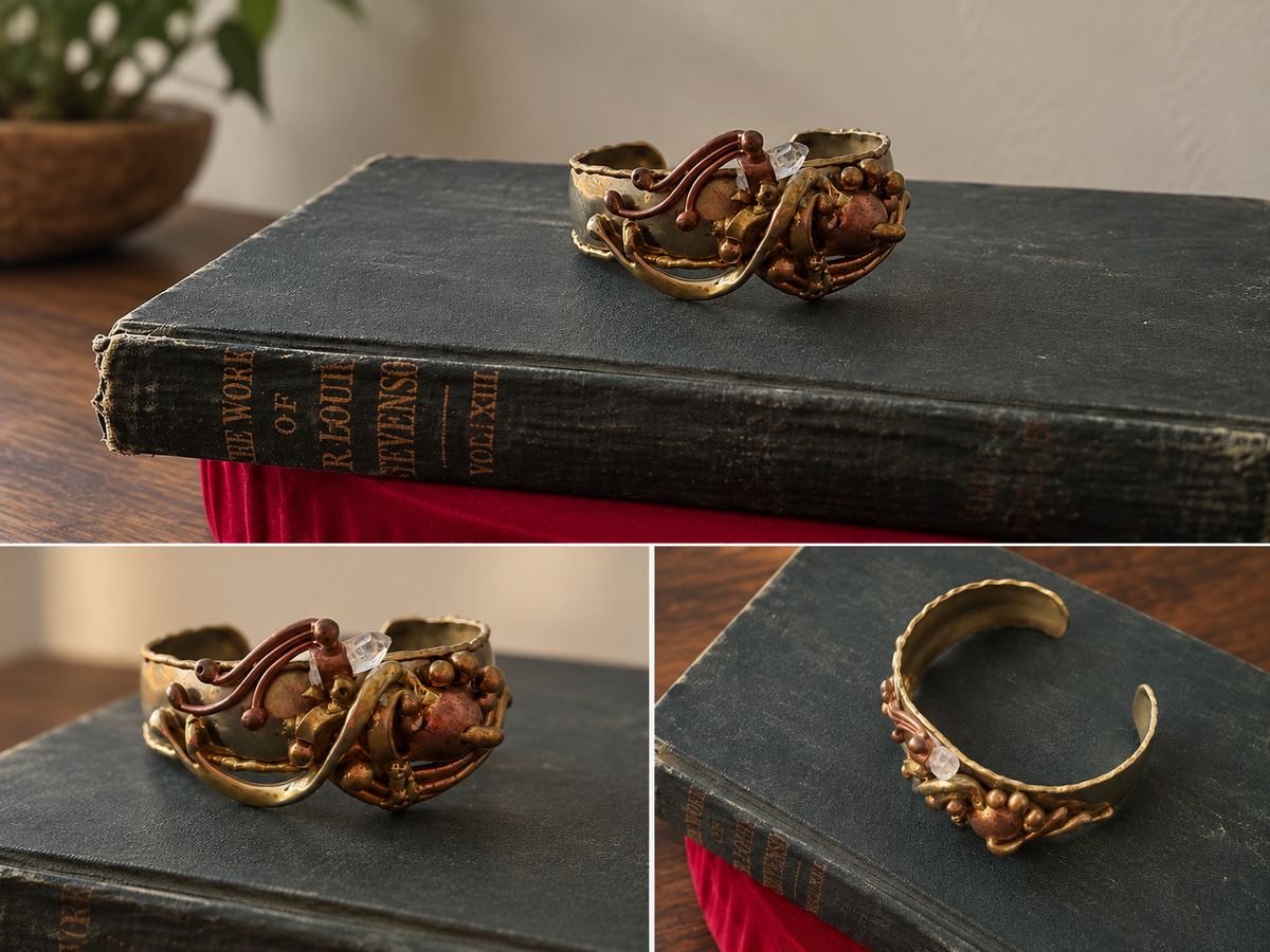 Hecho en Mexico Mixed-Metal Artisan Cuff Bracelet – Sculptural Copper & Brass Design