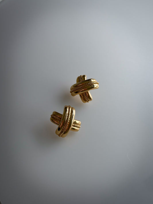 Sculptural Gold Knot Pierced Earrings