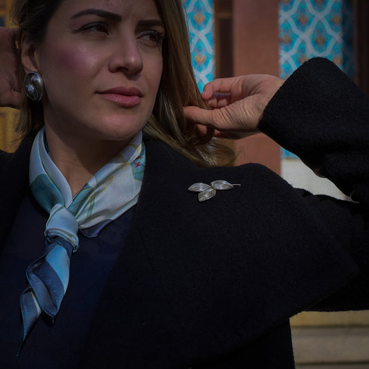 Lotus Printed Silk Scarf