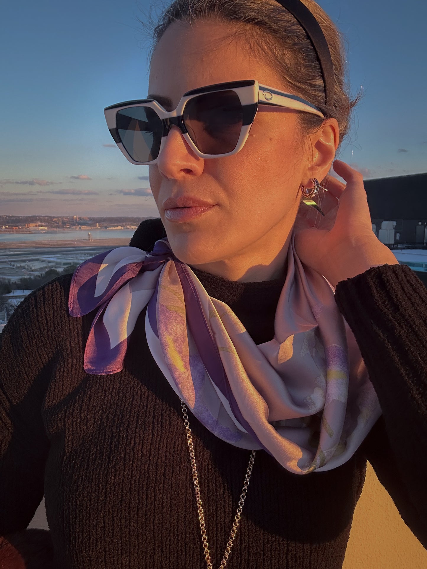 Square Silk Scarf - Purple Floral