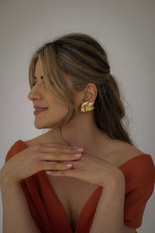 Golden Flame – Vintage Givenchy Hammered Clip-On Earrings