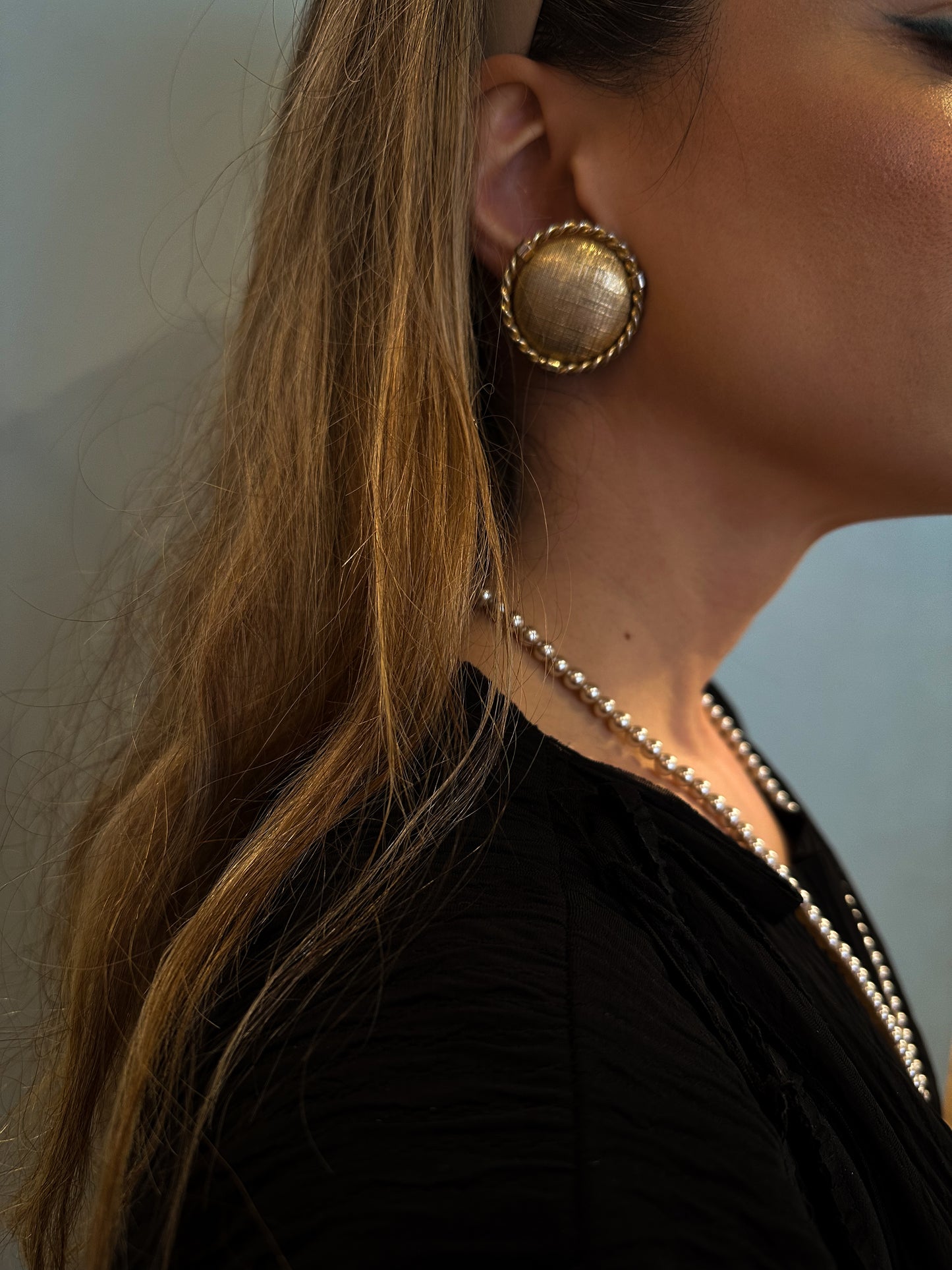 Textured Gold-Tone Clip-On Earrings – Twisted Rope Frame Statement Pair