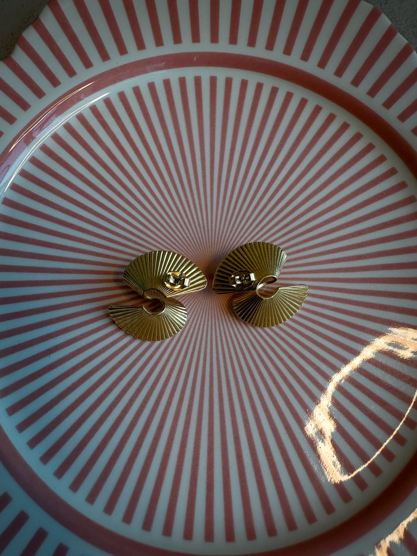 Sculptural Gold Fan Pierced Earrings