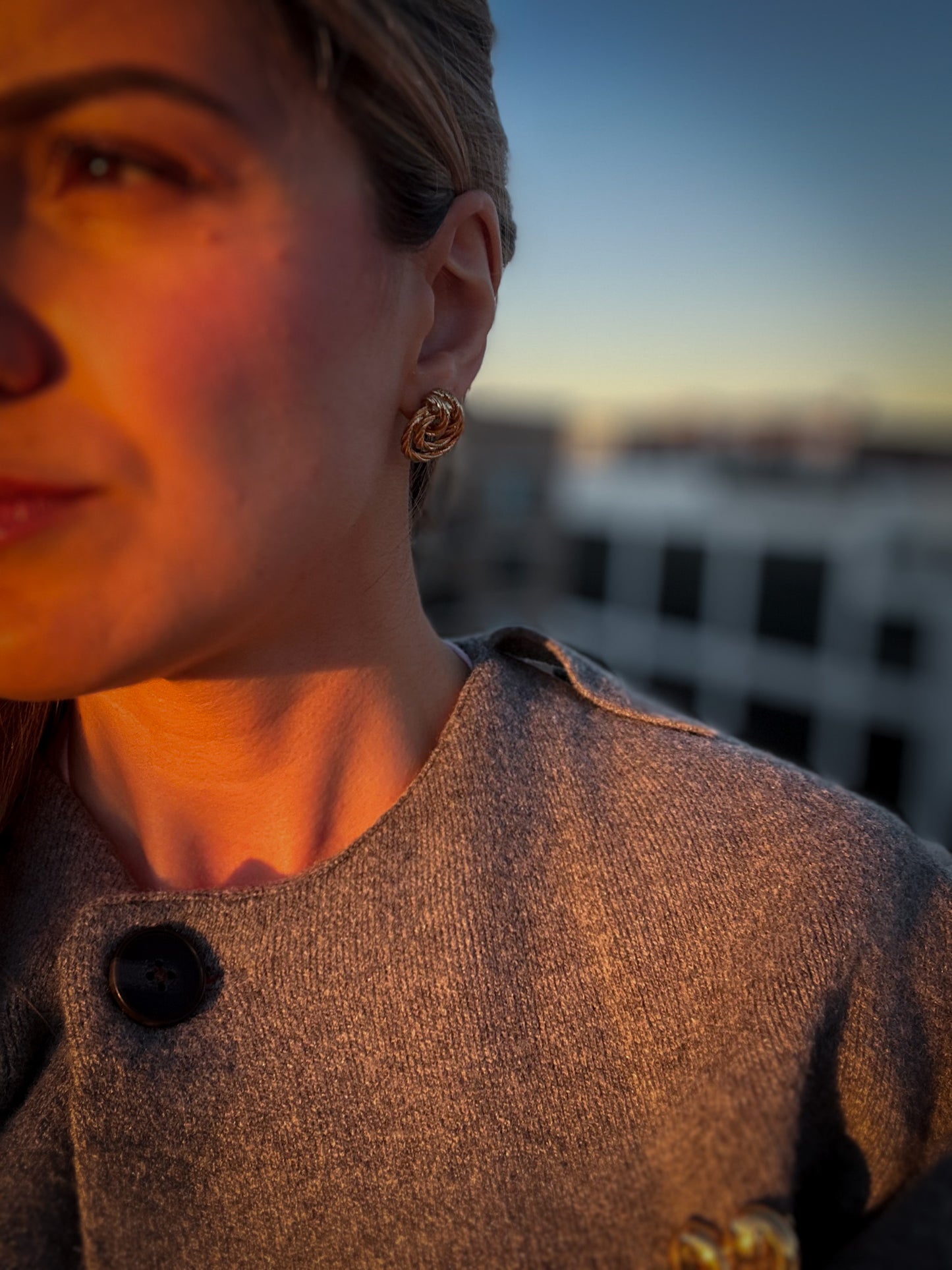Twisted Gold Rope Knot Earrings
