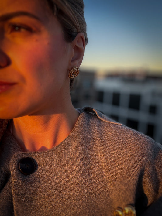 Twisted Gold Rope Knot Earrings