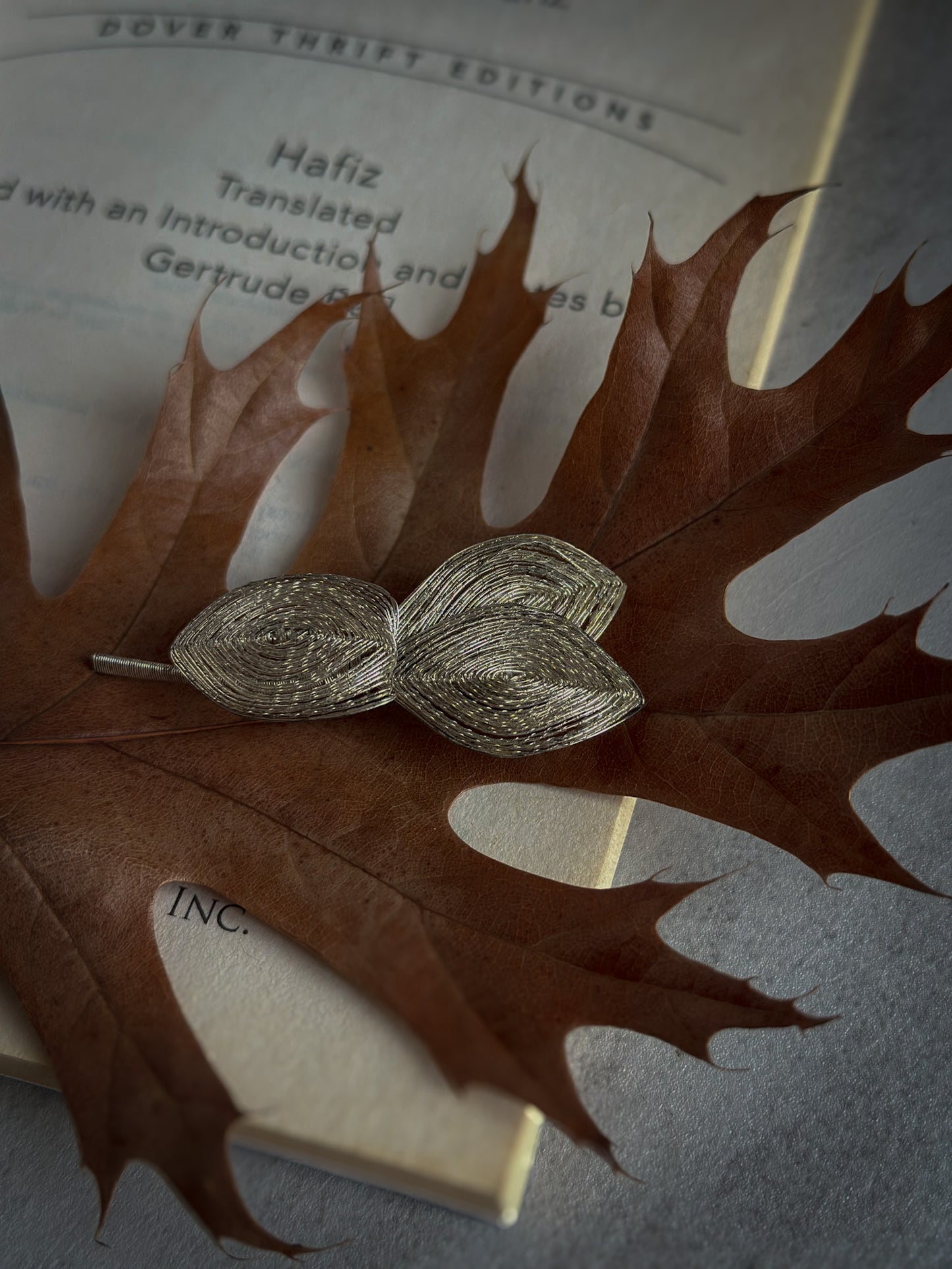 Silver Filigree Leaf Brooch