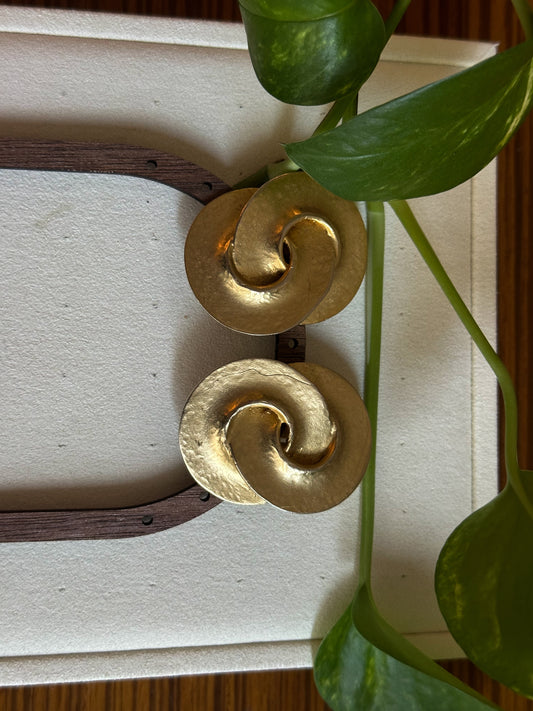 Gold Double Round Earrings