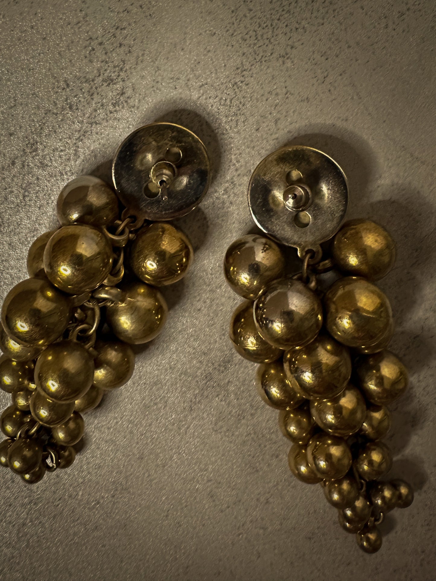 Gold-Tone Cluster Drop Earrings – Statement 1980s Glam