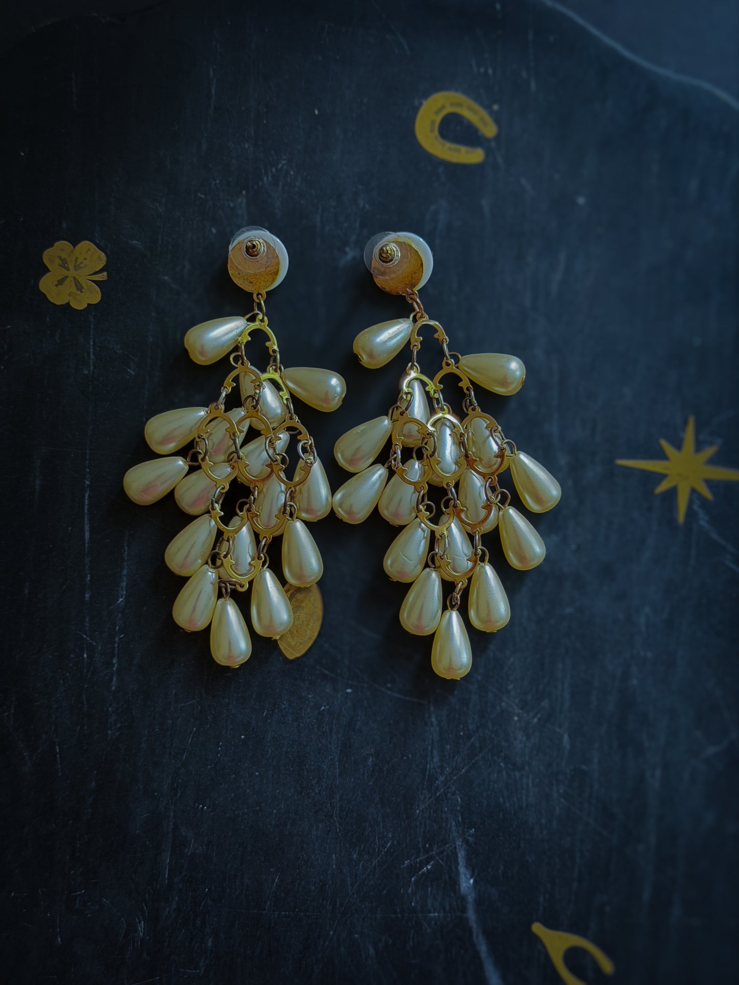 1980s Cascading Faux Pearl Waterfall Earrings