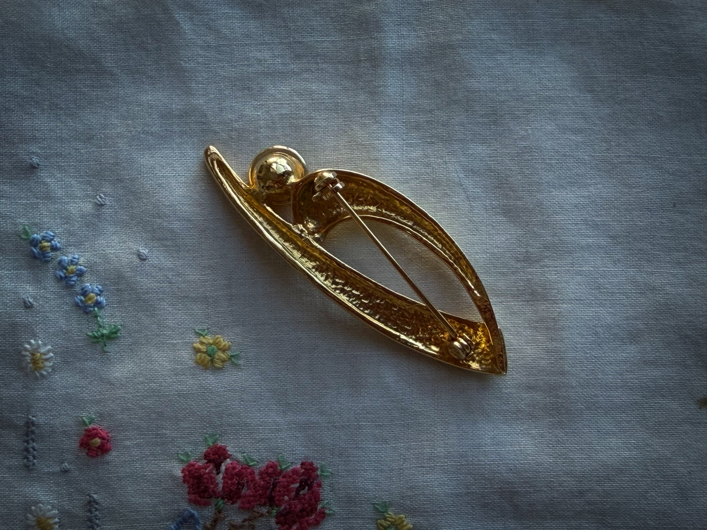 Gold-Tone Pierced Earrings & Matching Brooch Set | Classic Statement Jewelry