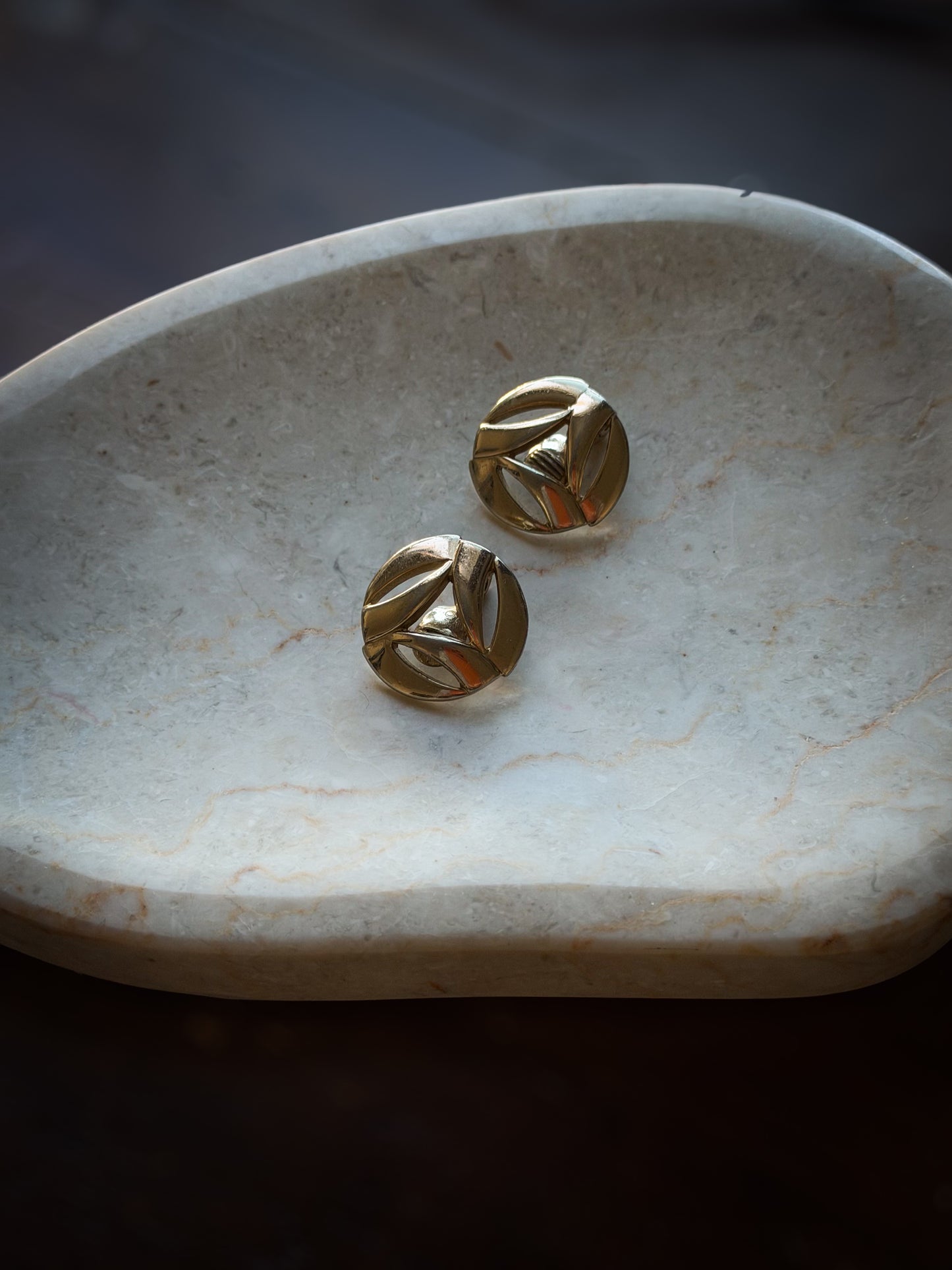 Monet Gold-Tone Clip-On Earrings | Sculptural Round Geometric Design