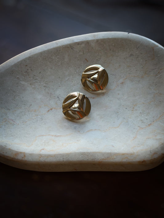 Monet Gold-Tone Clip-On Earrings | Sculptural Round Geometric Design