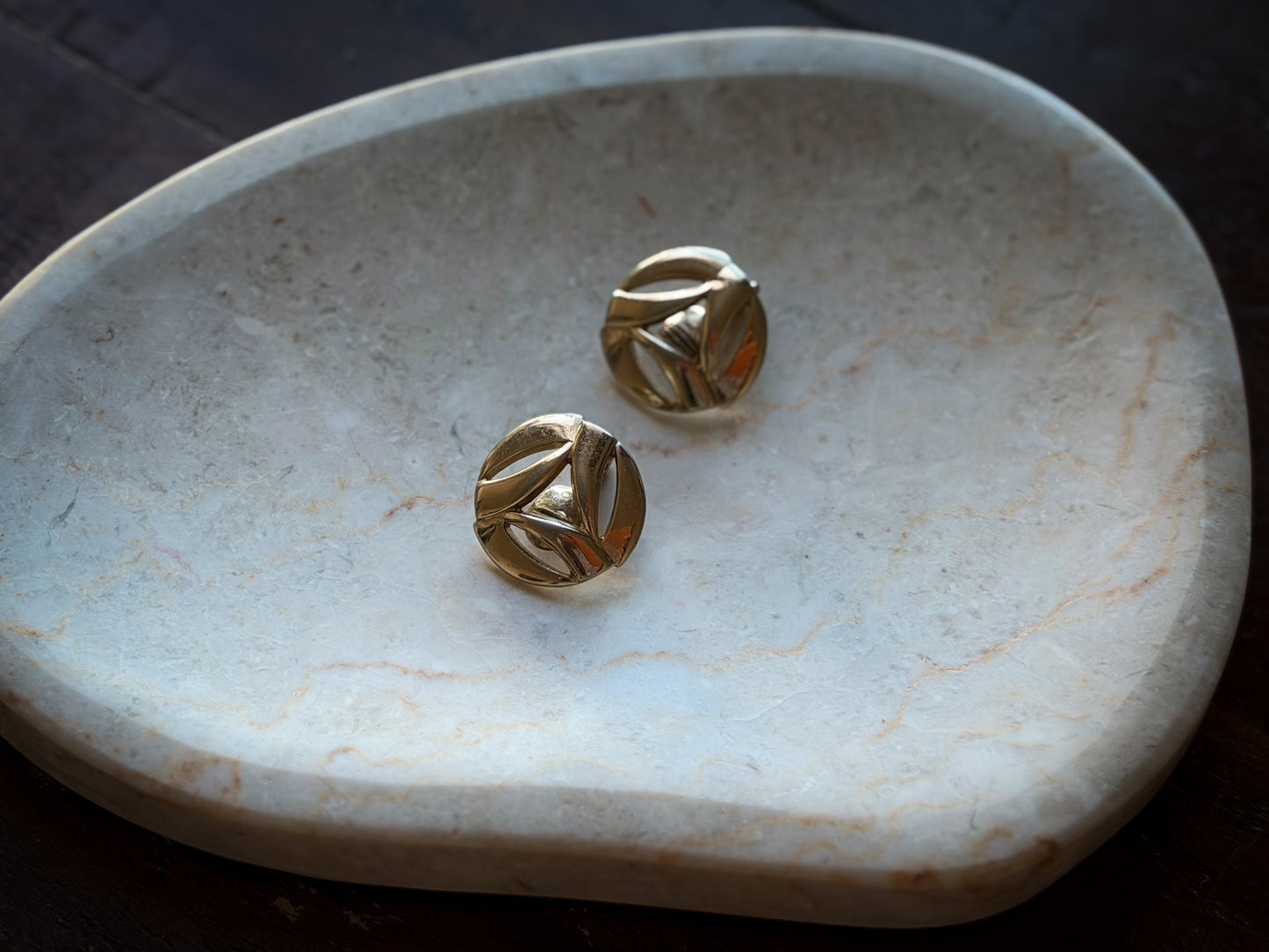 Monet Gold-Tone Clip-On Earrings | Sculptural Round Geometric Design