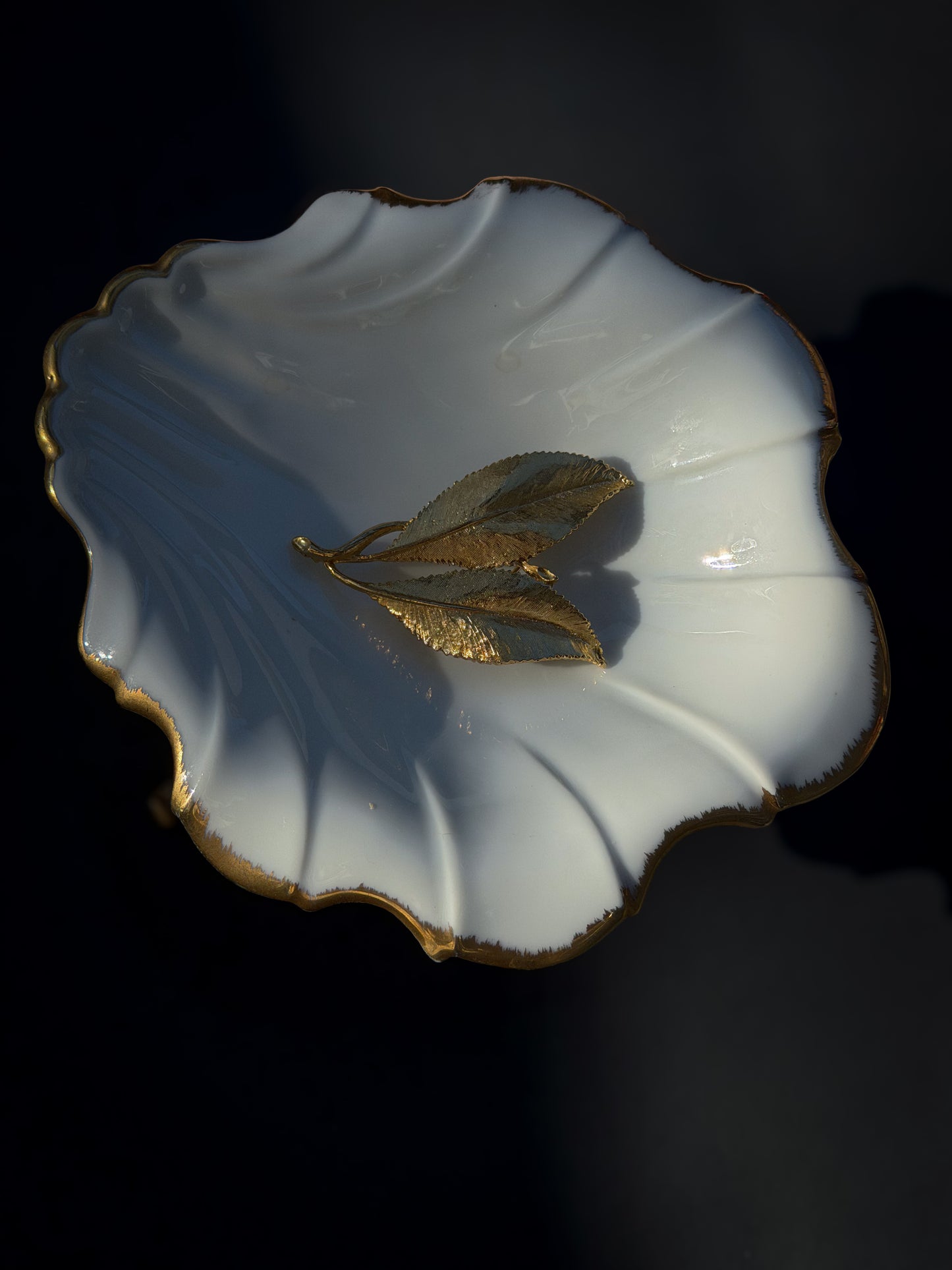 Gold-Tone Leaf Spray Brooch