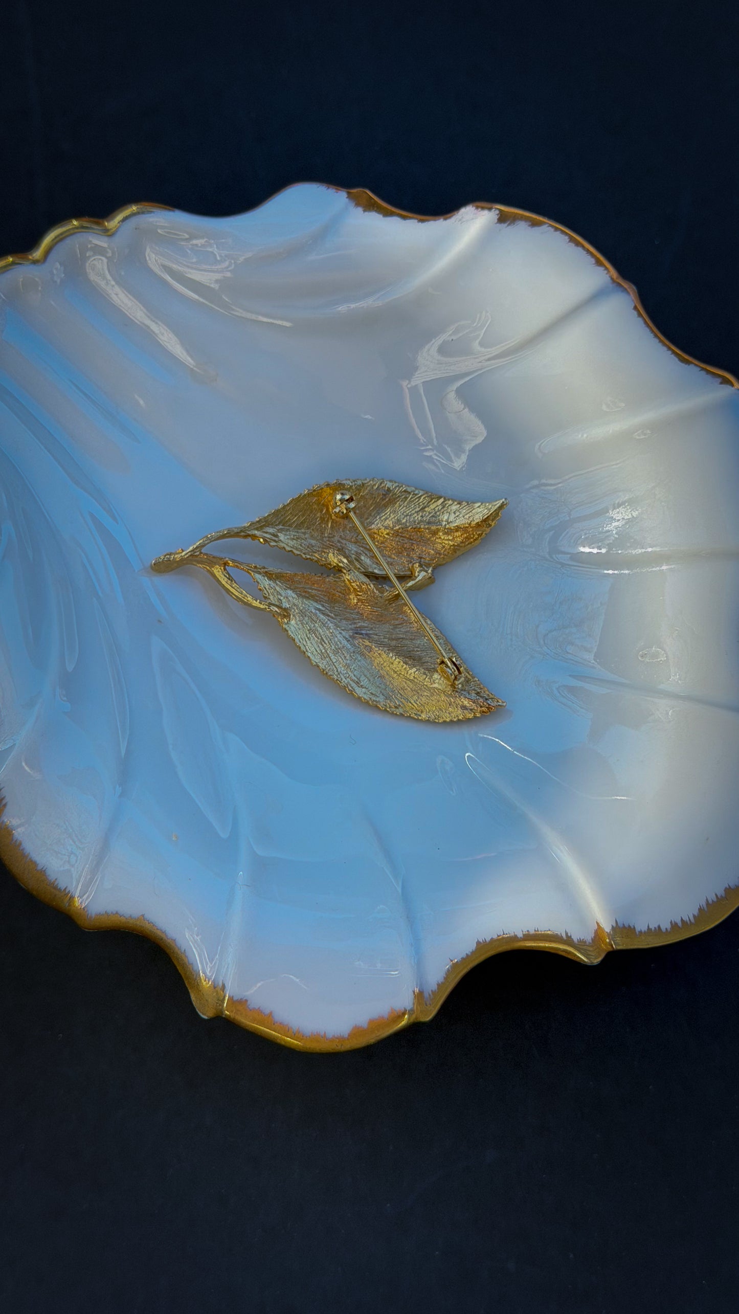 Gold-Tone Leaf Spray Brooch