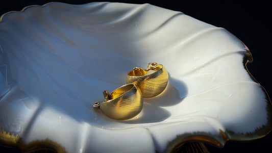 Monet Brushed Gold Crescent Clip-On Earrings