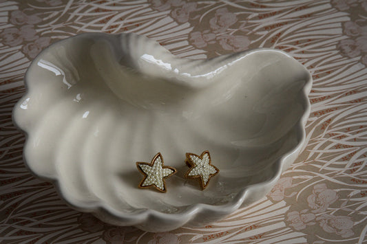 Inspired Starflower Earrings with Pearl Beading