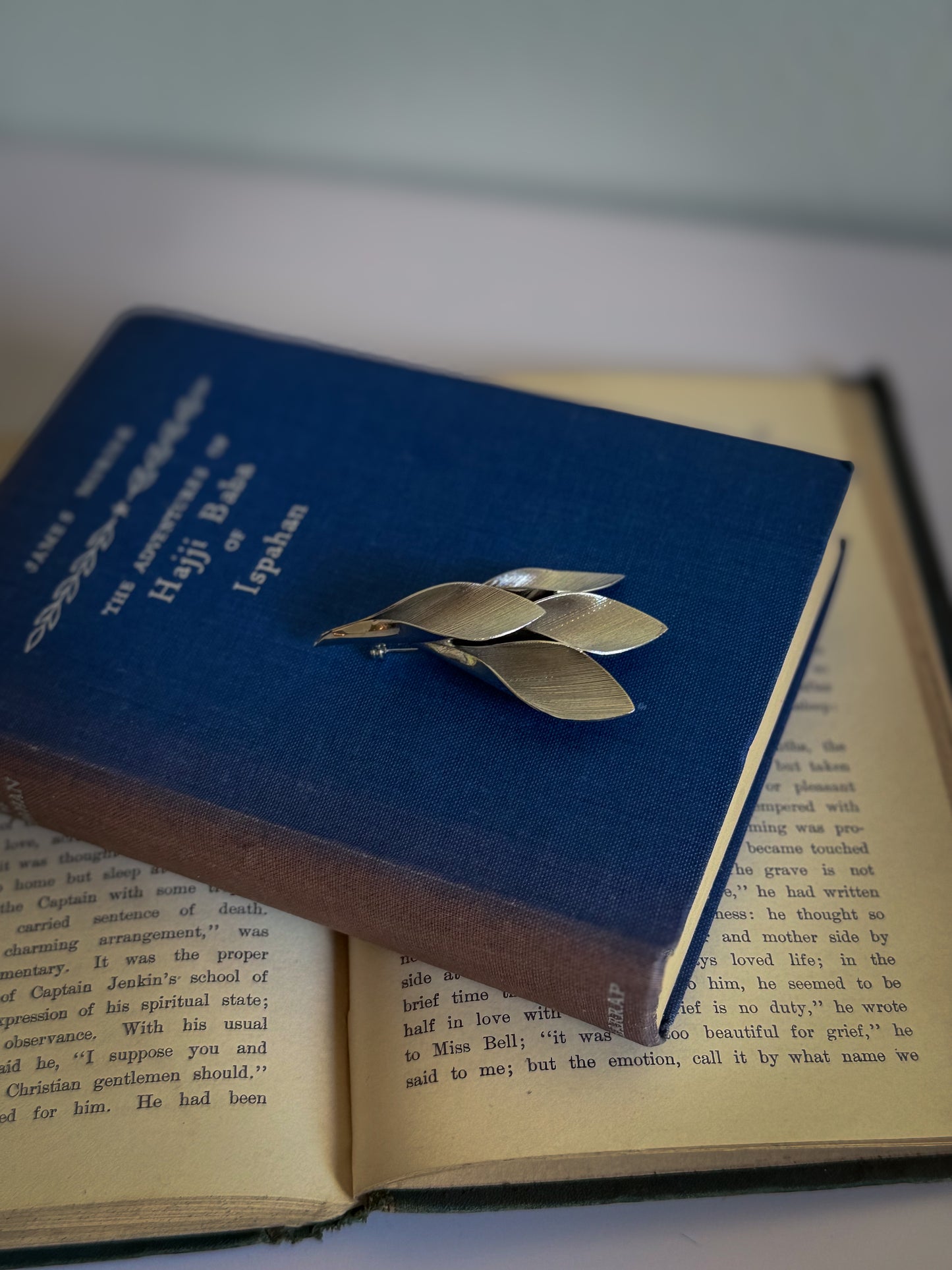 Mid-Century Modern Silver Leaf Spray Brooch