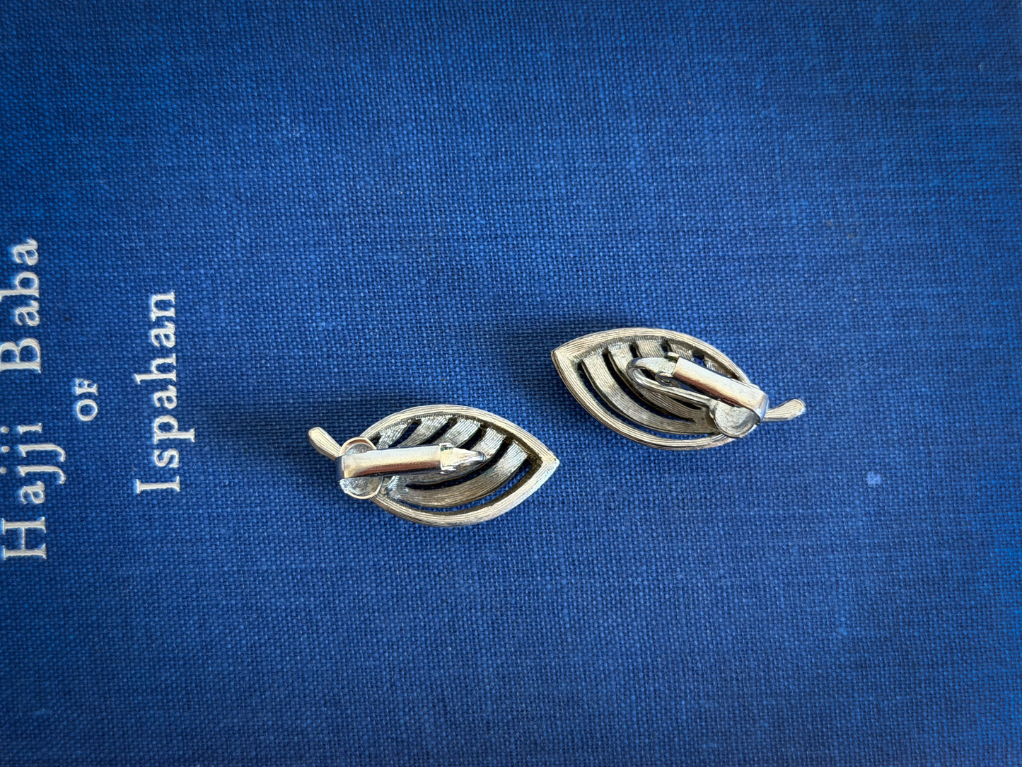 Silver-Tone Leaf Clip-On Earrings with Matching Brooch (Wear as a Set)