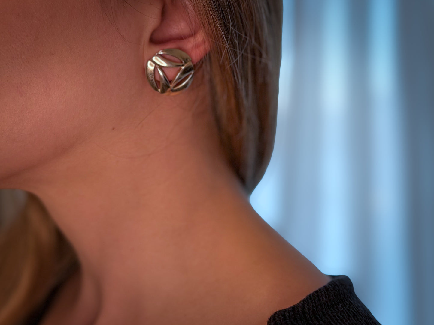 Monet Gold-Tone Clip-On Earrings | Sculptural Round Geometric Design