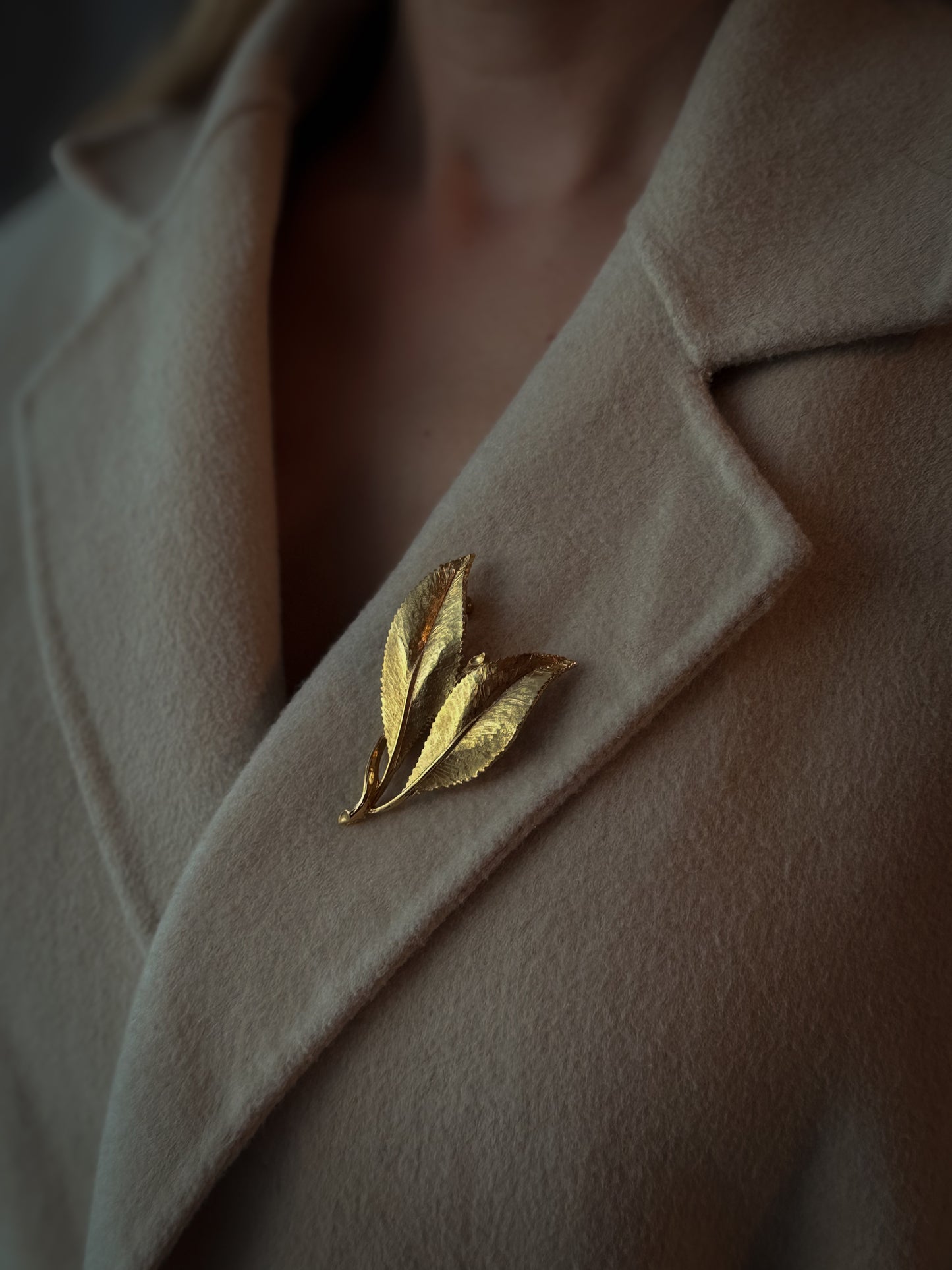 Gold-Tone Leaf Spray Brooch