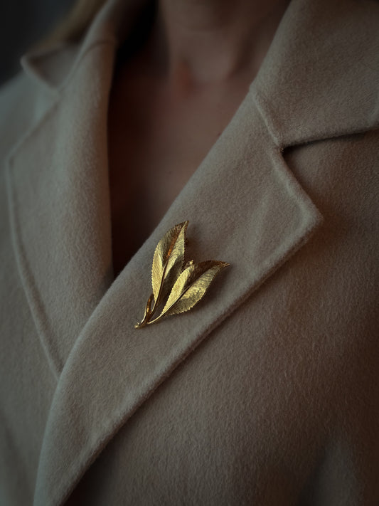 Gold-Tone Leaf Spray Brooch