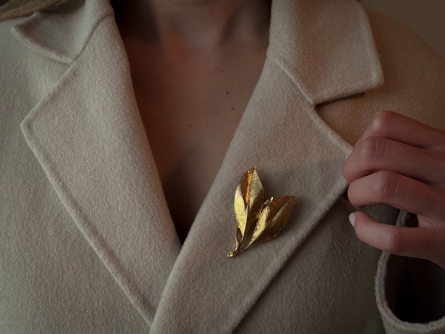 Gold-Tone Leaf Spray Brooch