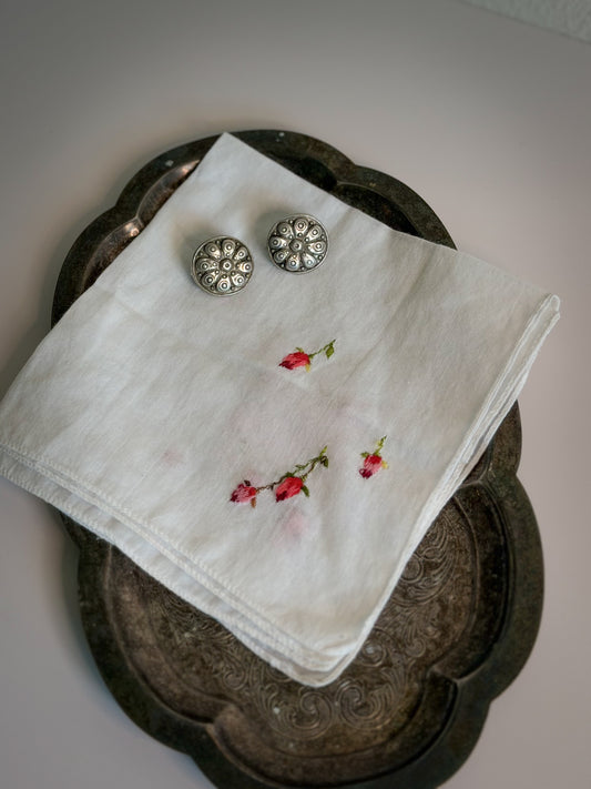 Silver-Tone Floral Medallion Clip-On Earrings
