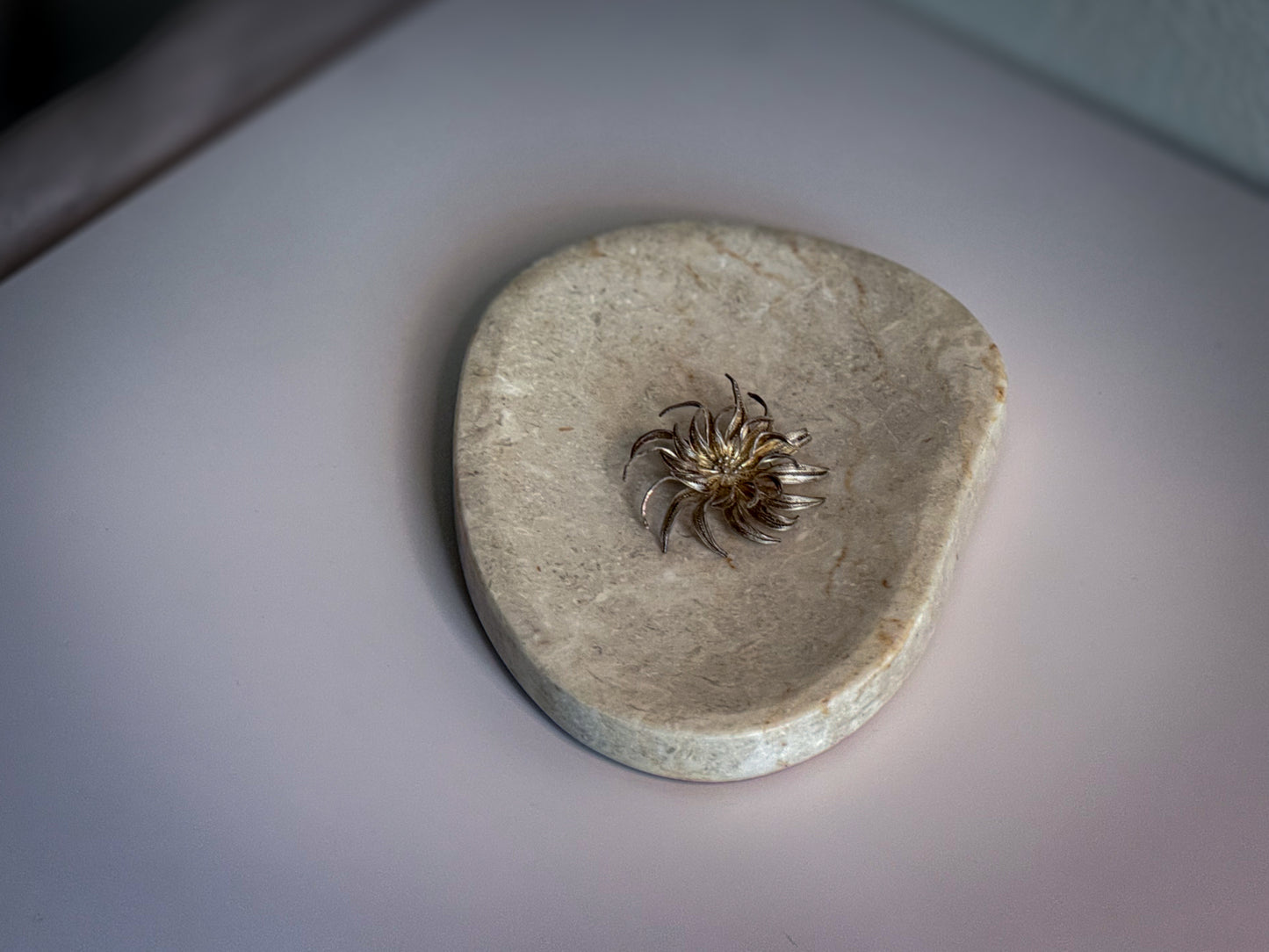 Silver-Tone Sculptural Sunburst Brooch