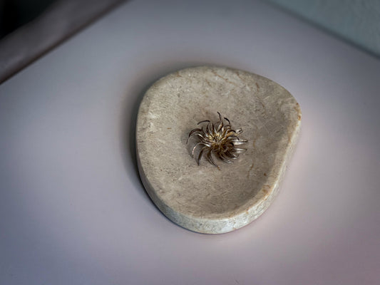 Silver-Tone Sculptural Sunburst Brooch