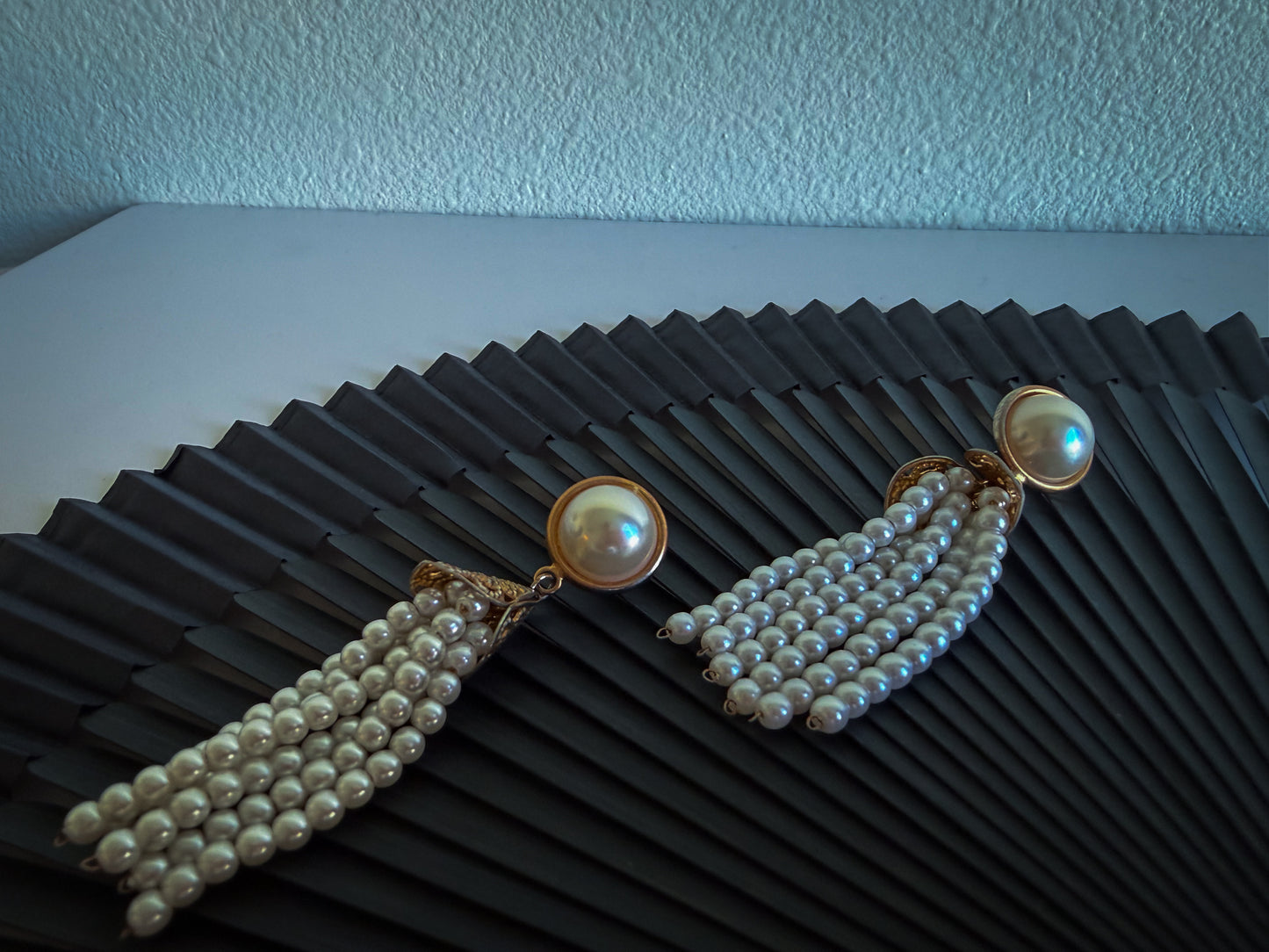 Faux Pearl Tassel Earrings – Gold Tone & Cascading Pearl Fringe Statement Earrings