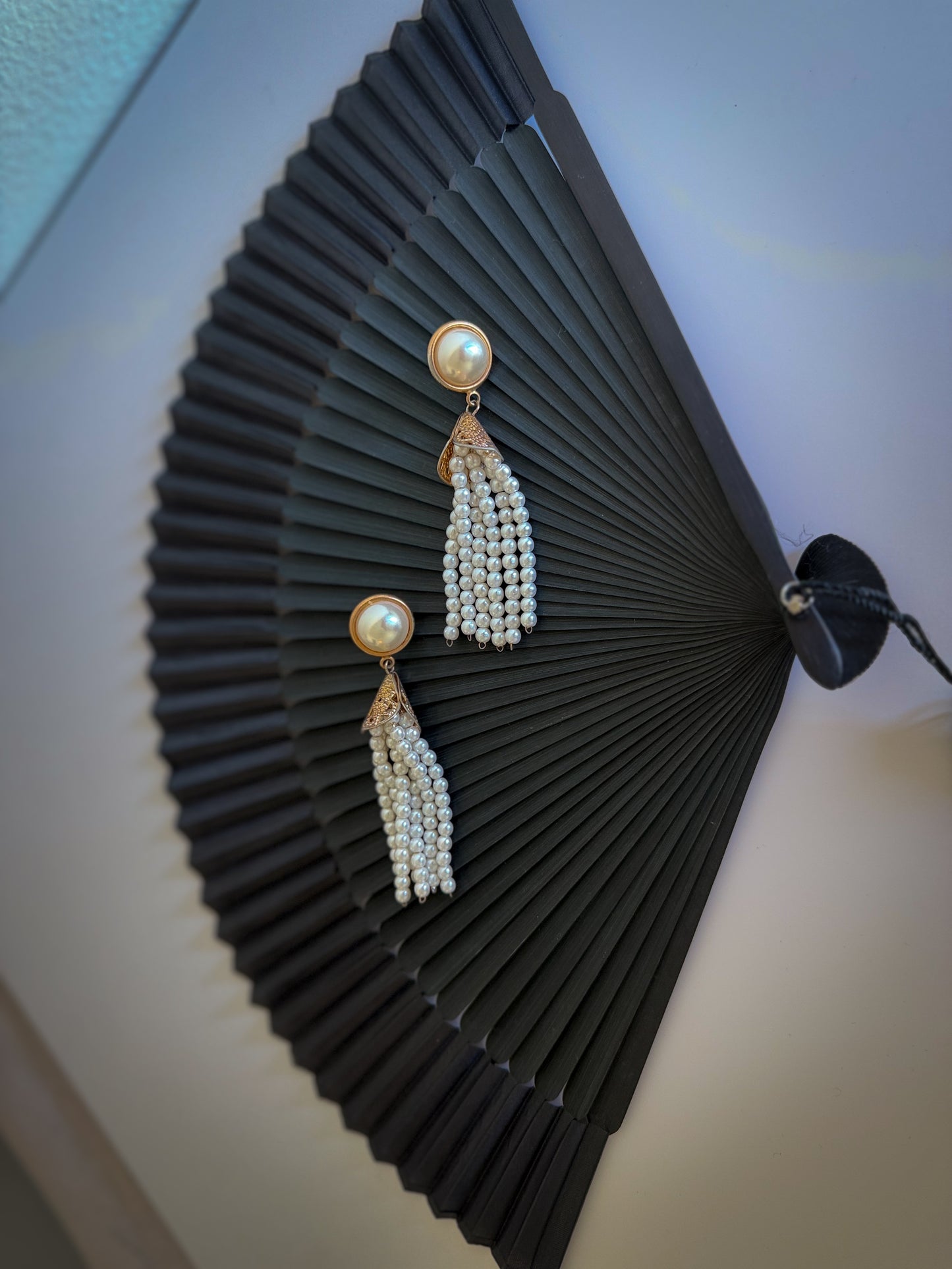 Faux Pearl Tassel Earrings – Gold Tone & Cascading Pearl Fringe Statement Earrings