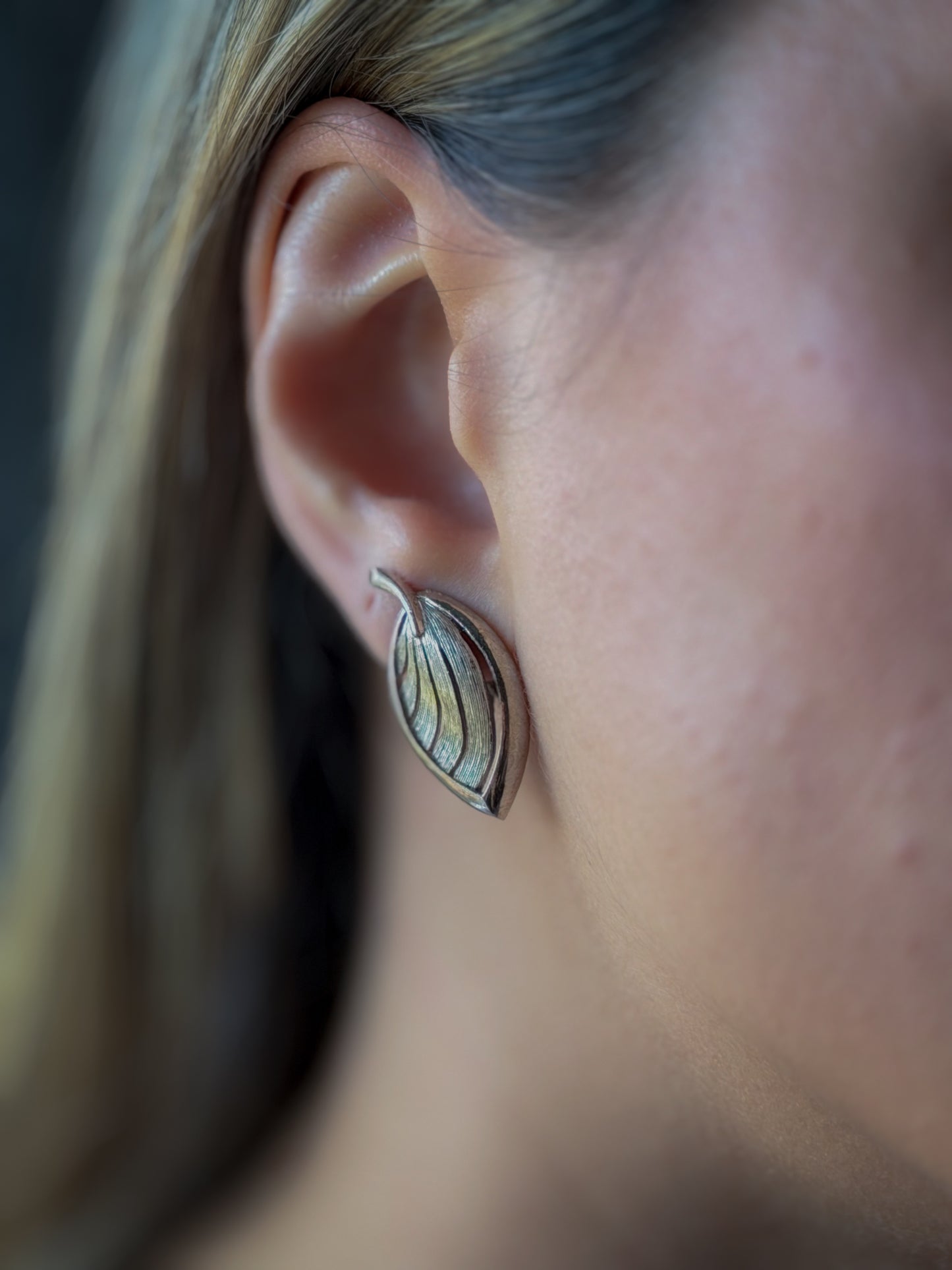 Silver-Tone Leaf Clip-On Earrings with Matching Brooch (Wear as a Set)