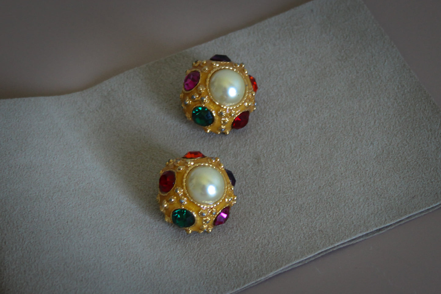 Pearl & Jewel Dome Clip-On Earrings
