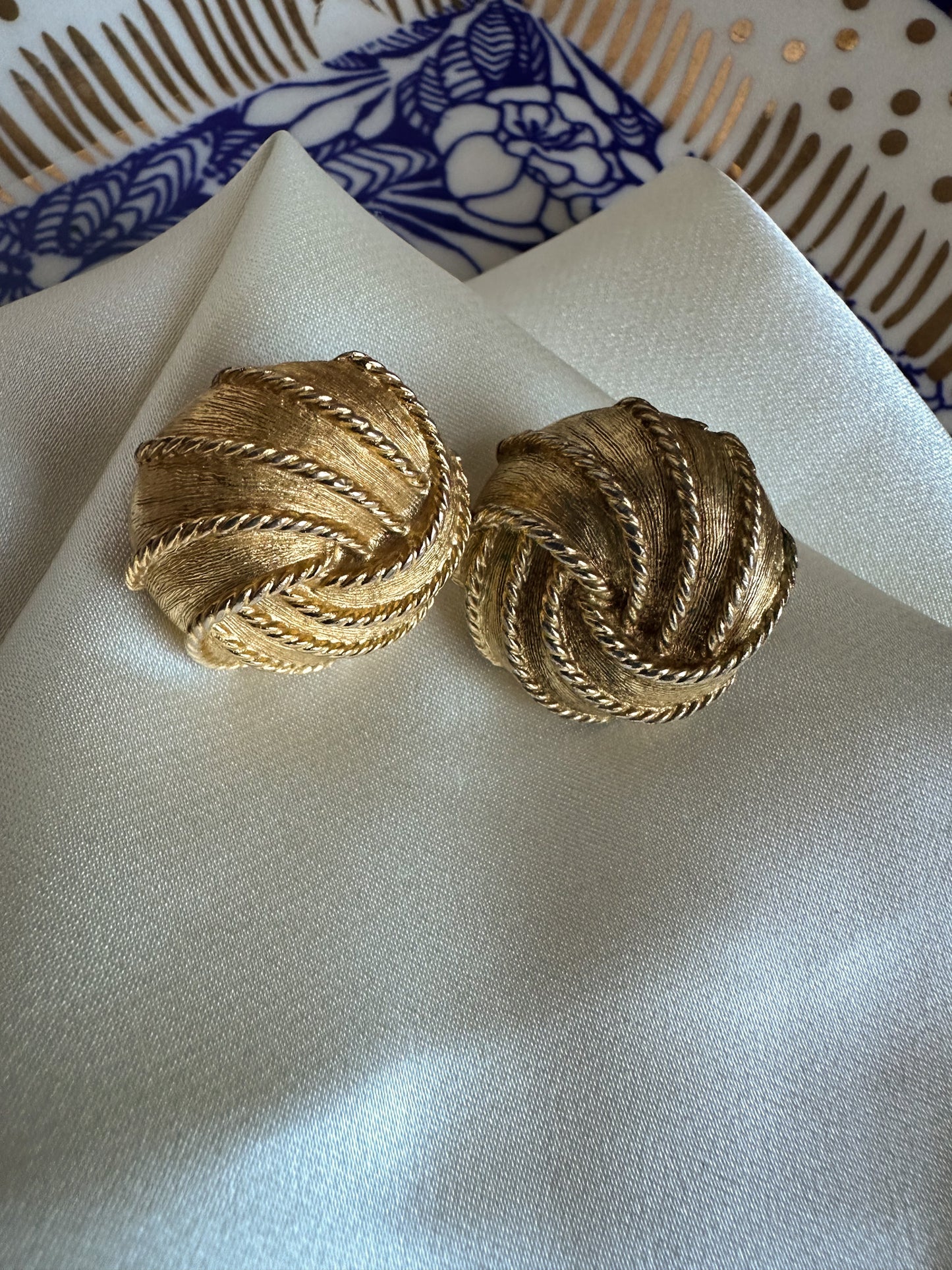 1970s NAPIER Woven Gold Clip-on Earrings