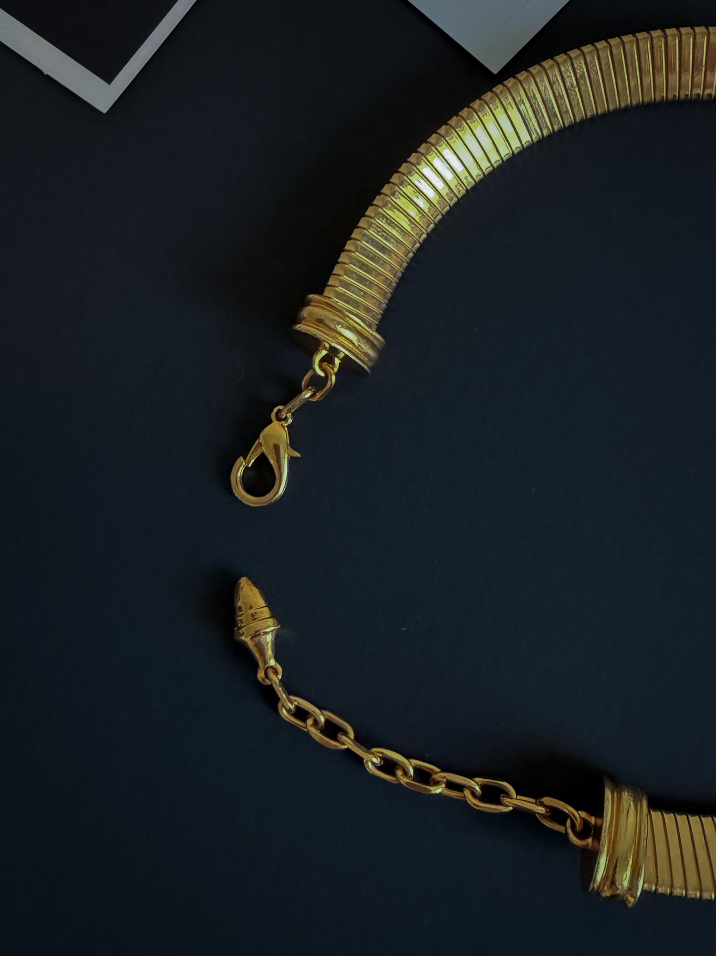 Doncaster Gold-Tone Collar Necklace with Black Inset & Pearl Drop
