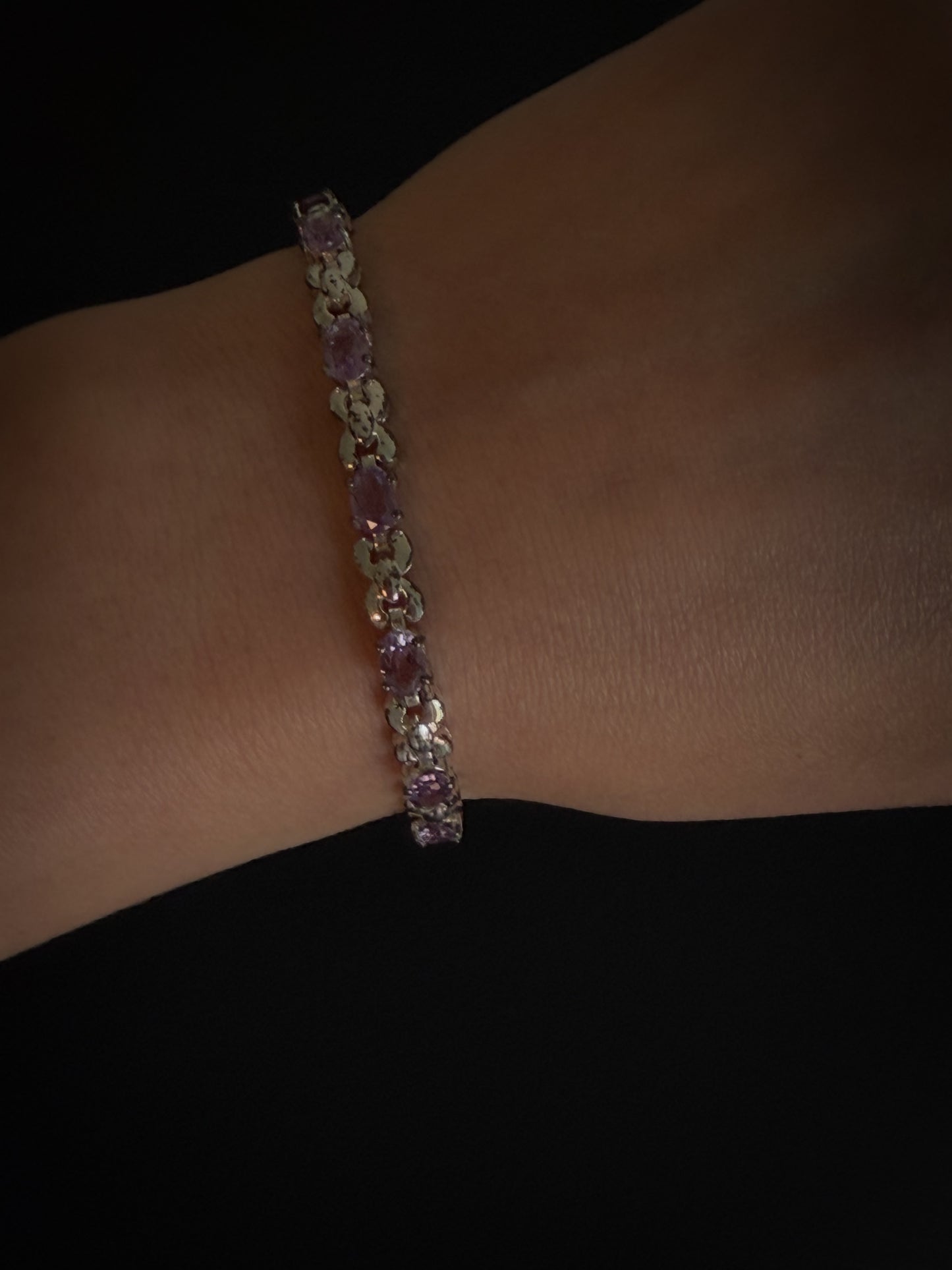 Sterling Silver Amethyst Bracelet | Signed 925 C199