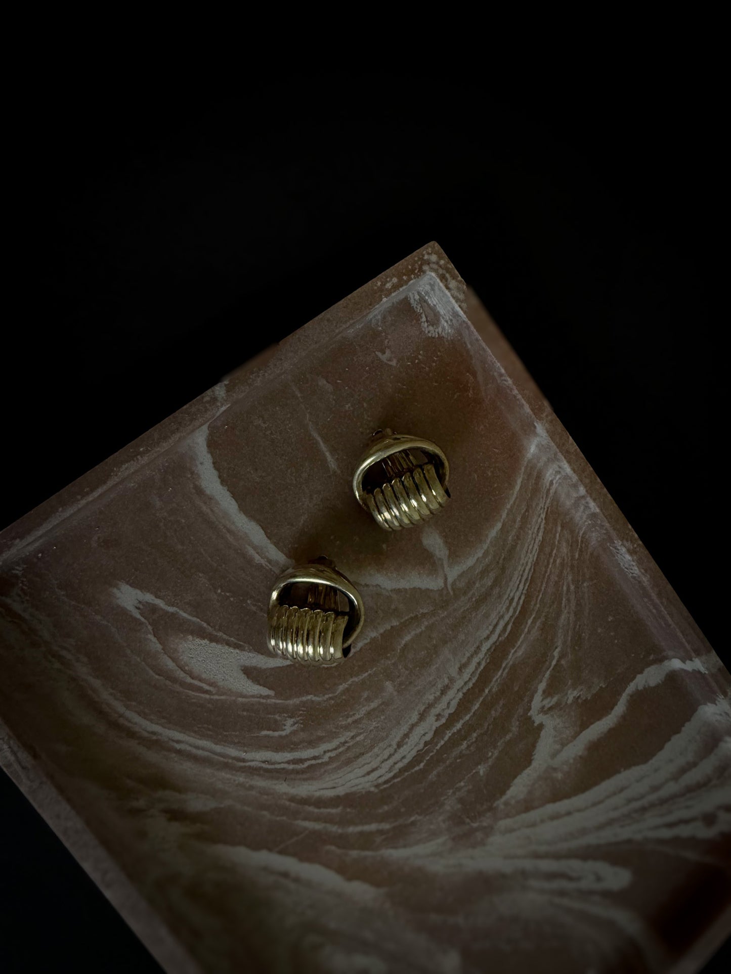 INAP Italy Gold-Tone Ribbed Clip-On Earrings | Sculptural Italian Statement Earrings