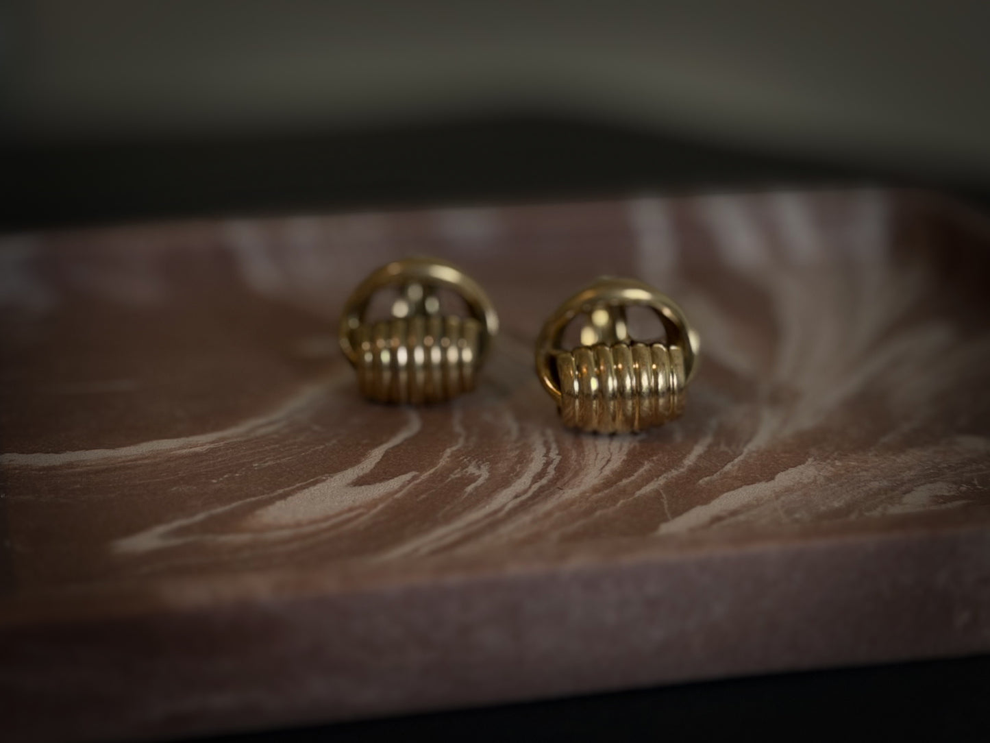 INAP Italy Gold-Tone Ribbed Clip-On Earrings | Sculptural Italian Statement Earrings